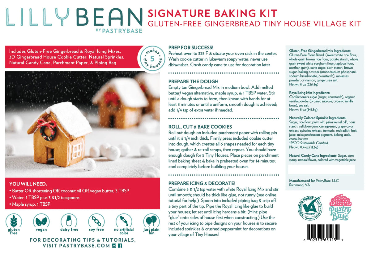 LillyBean Gluten-Free Gingerbread Tiny House Village Baking Kit • Top-9 Allergen-Free & Vegan