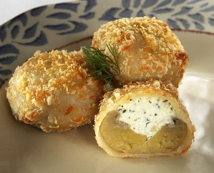 Breaded Stuffed Mushrooms w/ Herbed Cheese - 100 pieces per tray