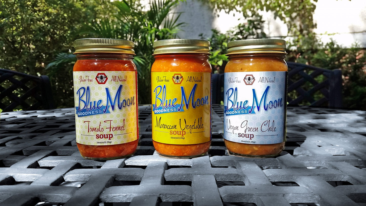Blue Moon Goodness Mixed 1/2 Case Soup: 6 Jars of Your Choosing - GF, V