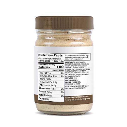 CHOSEN FOODS AVOCADO OIL MAYO BLACK GARLIC 12 OZ 6 PACK