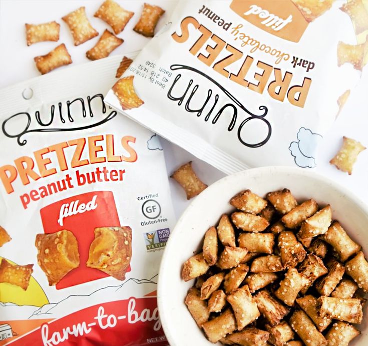 Quinn Snacks Peanut Butter Filled Pretzels Variety Pack, 2 Flavors 6.5 Ounce Bags, 4 Count