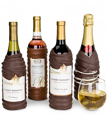 Chocolate Dipped Covered Champagne Bottle - Veuve Cliquot Rose Champagne
