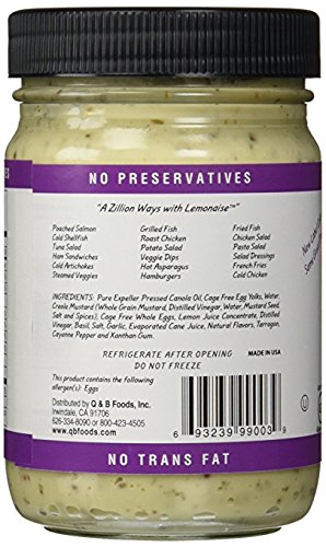 Garlic Herb Lemonaise - Organic Mayonnaise Aioli Made With Cage-Free Eggs, Basil and Tarragon - Pack of 2