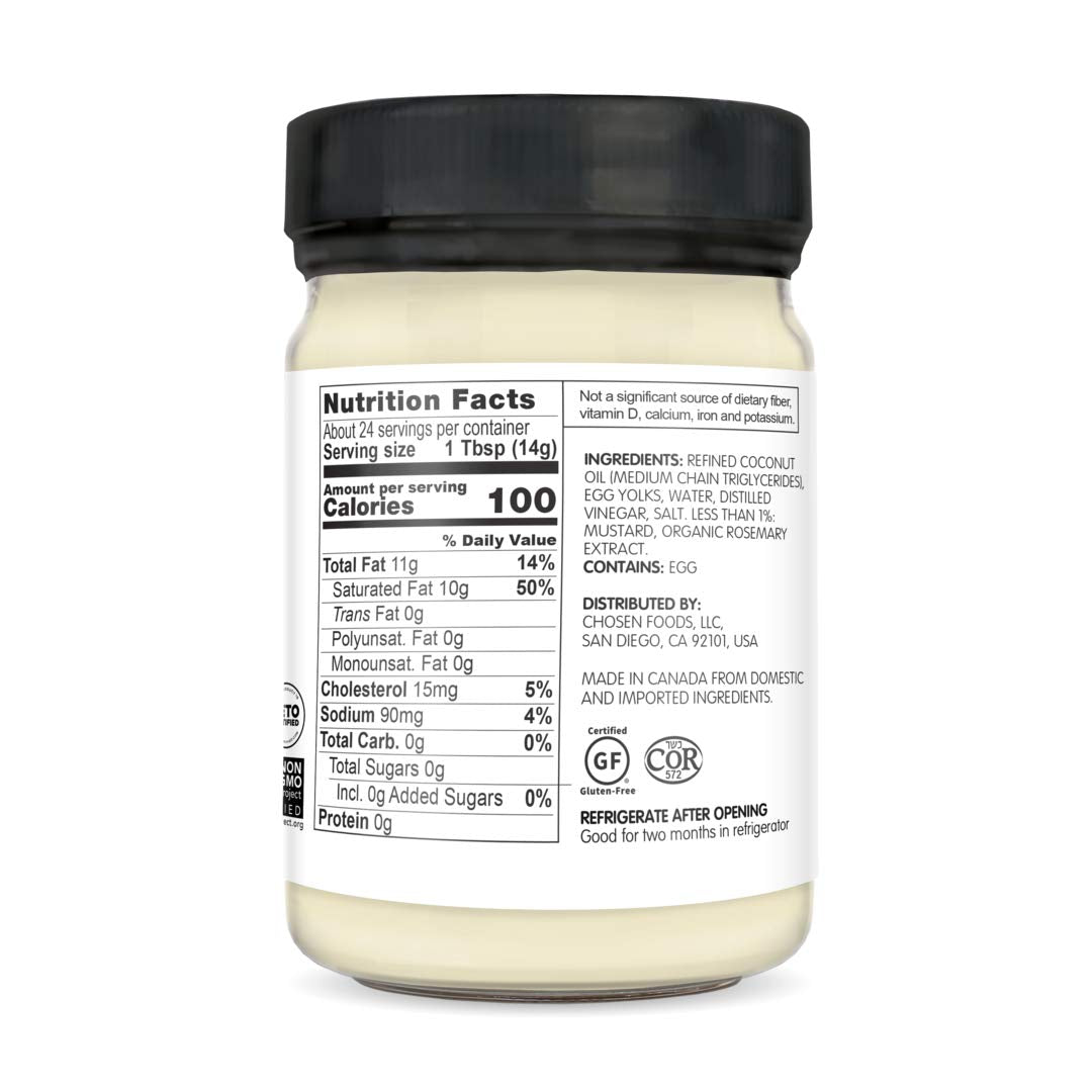 Chosen Foods Traditional Keto Mayo 12 oz, Non-GMO, Gluten Free, Dairy - 3 Pack