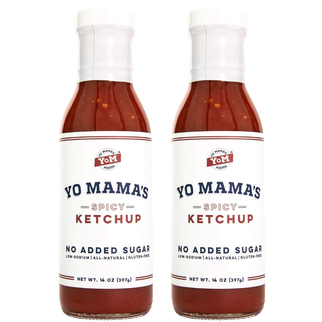 Keto Spicy Ketchup by Yo Mama's Foods – Pack of 2 - No Sugar Added, Low Carb, Vegan, Gluten Free