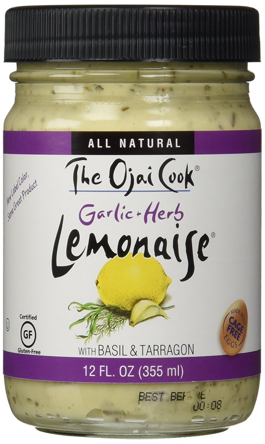 Garlic Herb Lemonaise - Organic Mayonnaise Aioli Made With Cage-Free Eggs, Basil and Tarragon - Pack of 2