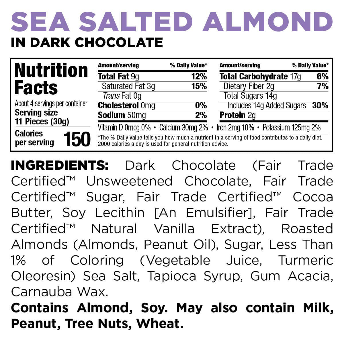 Little Secrets 5 oz Candies, 4 Pack (Sea Salt Almond in Dark Chocolate)