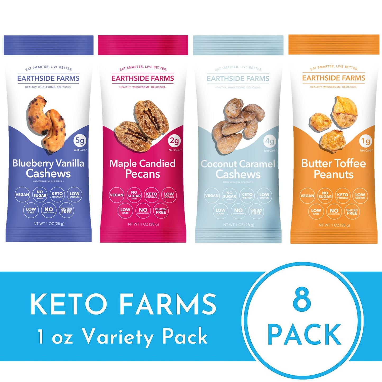 Keto Farms, Keto Nuts - Healthy Trail Mix, (1-4g Net Carb) Candied Nuts Snack Packs- inlcudes 8