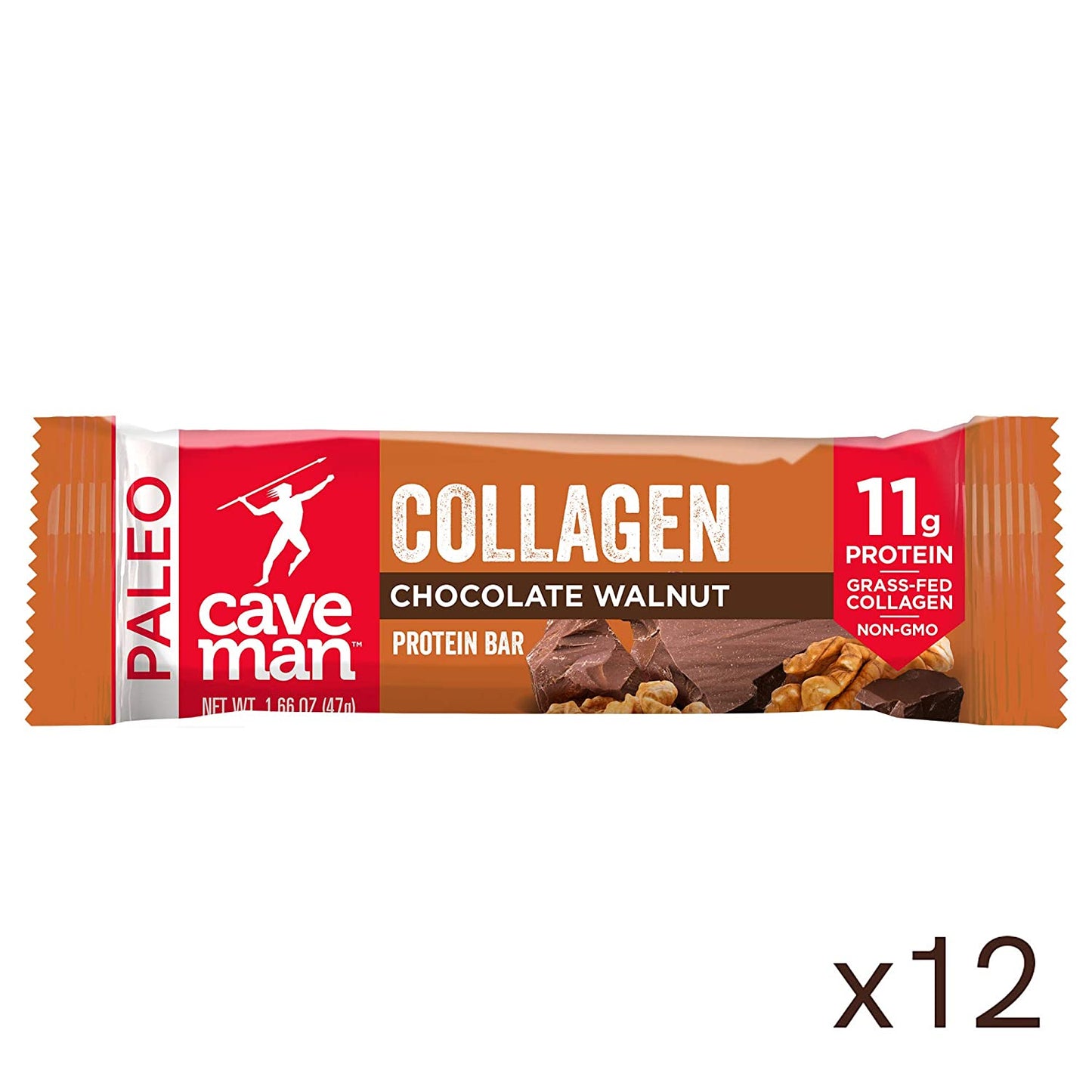 Collagen Chocolate Walnut Protein Bar - includes 12