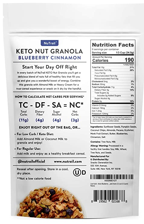 Keto Blueberry Nut Granola Healthy Breakfast Cereal