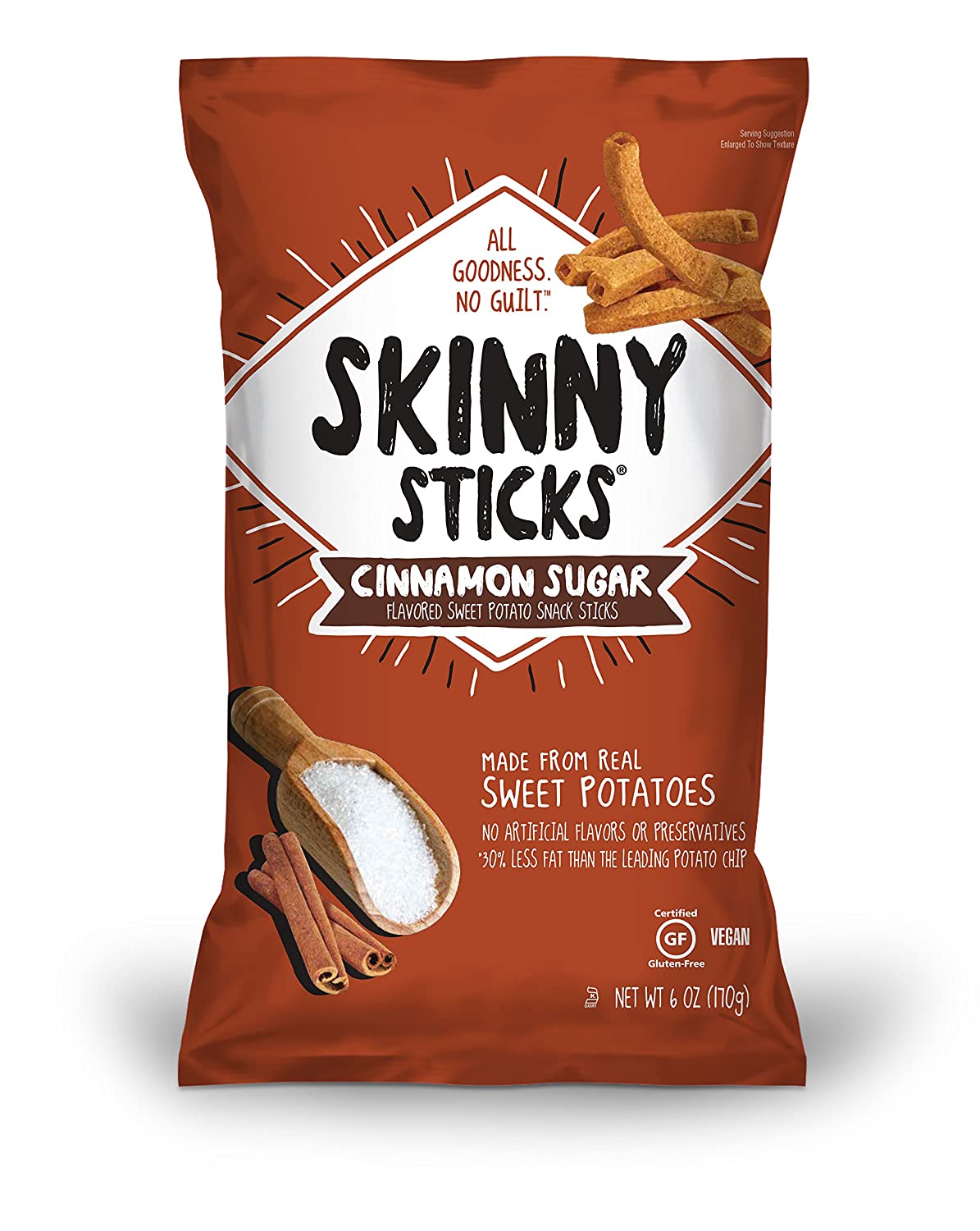 Skinny Sticks Sweet Potato Snack, Cinnamon Sugar, 6.0 Oz - 6 Pack
