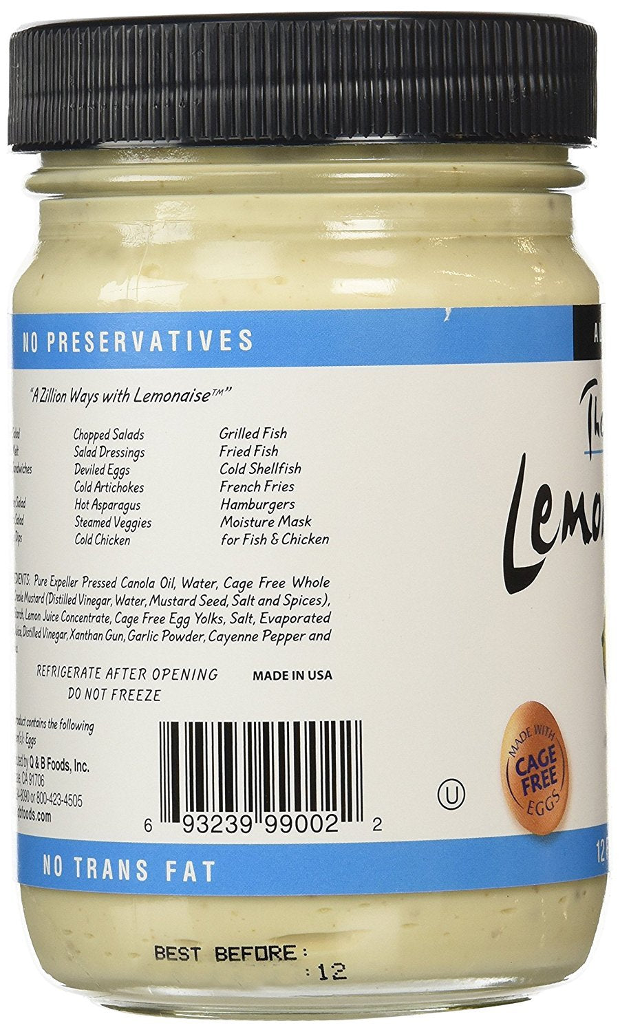 Lemonaise Light - A Zesty Citrus Mayo - All Natural Light Lemon Mayonnaise For Sandwich Spreads, Dips, and Dressings - (Pack of 2)