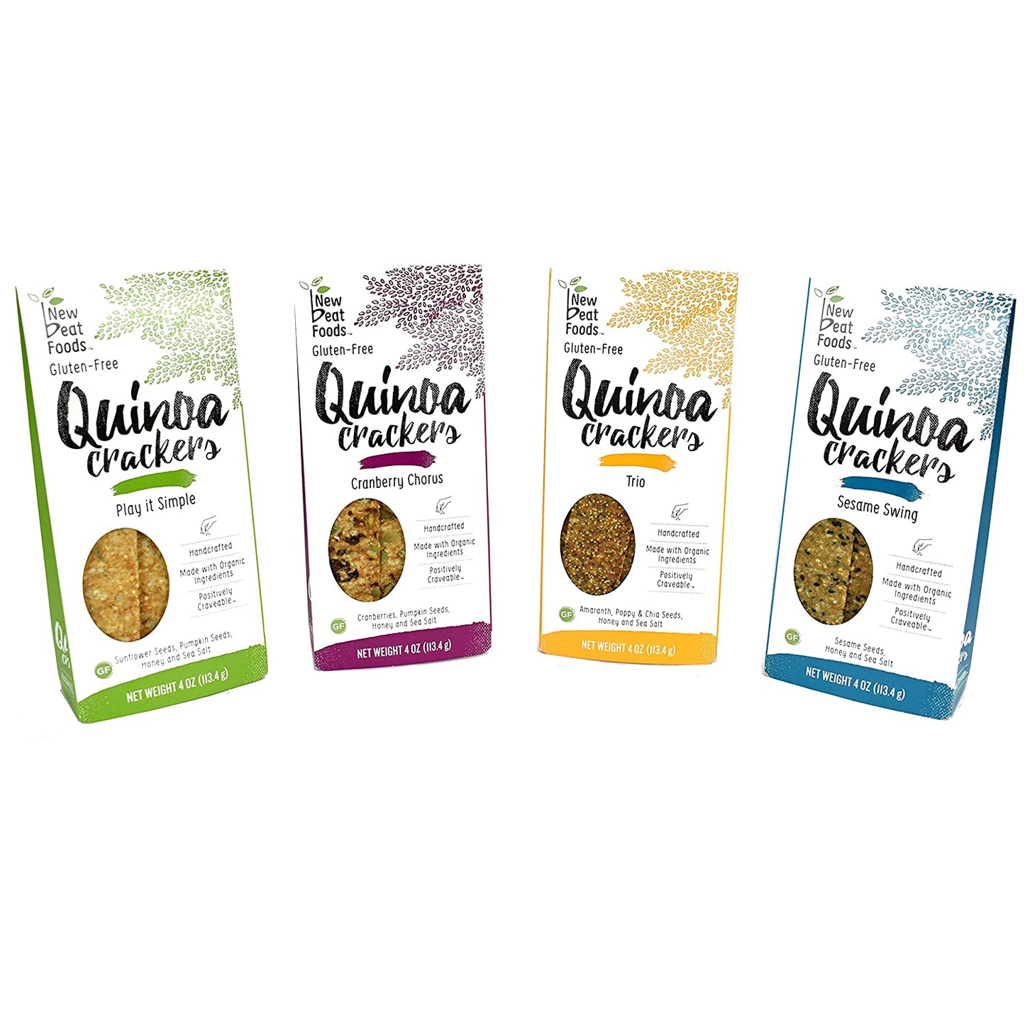 Organic Quinoa Crackers - Variety Pack - Pack of 4 - New Beat Foods
