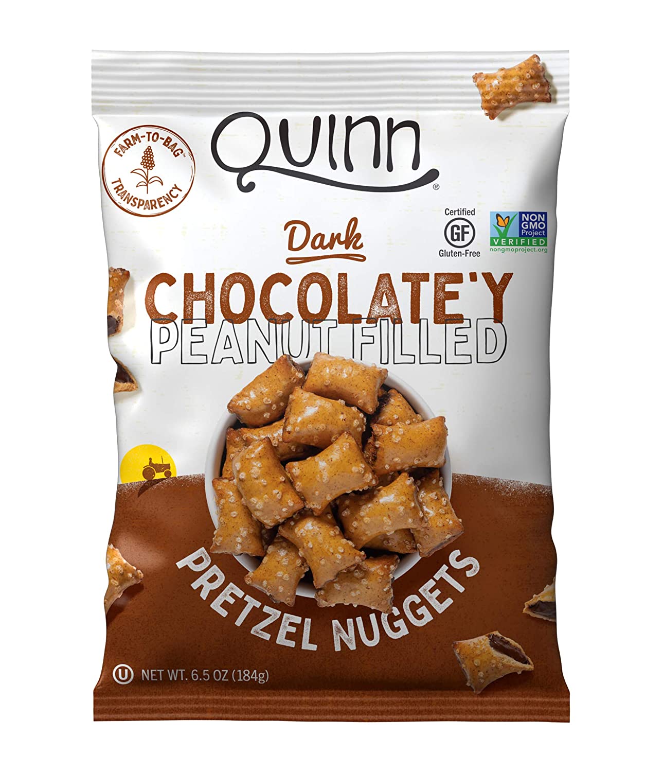 Quinn Snacks Peanut Butter Filled Pretzels Variety Pack, 2 Flavors 6.5 Ounce Bags, 4 Count