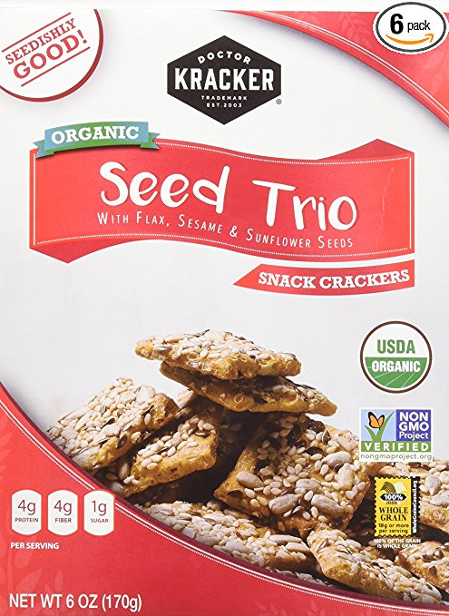 Doctor Kracker Organic Snackers, Seed Trio, 6 Ounce (Pack of 6)