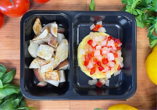 Egg Patty with Onions & Peppers and Roasted Potatoes