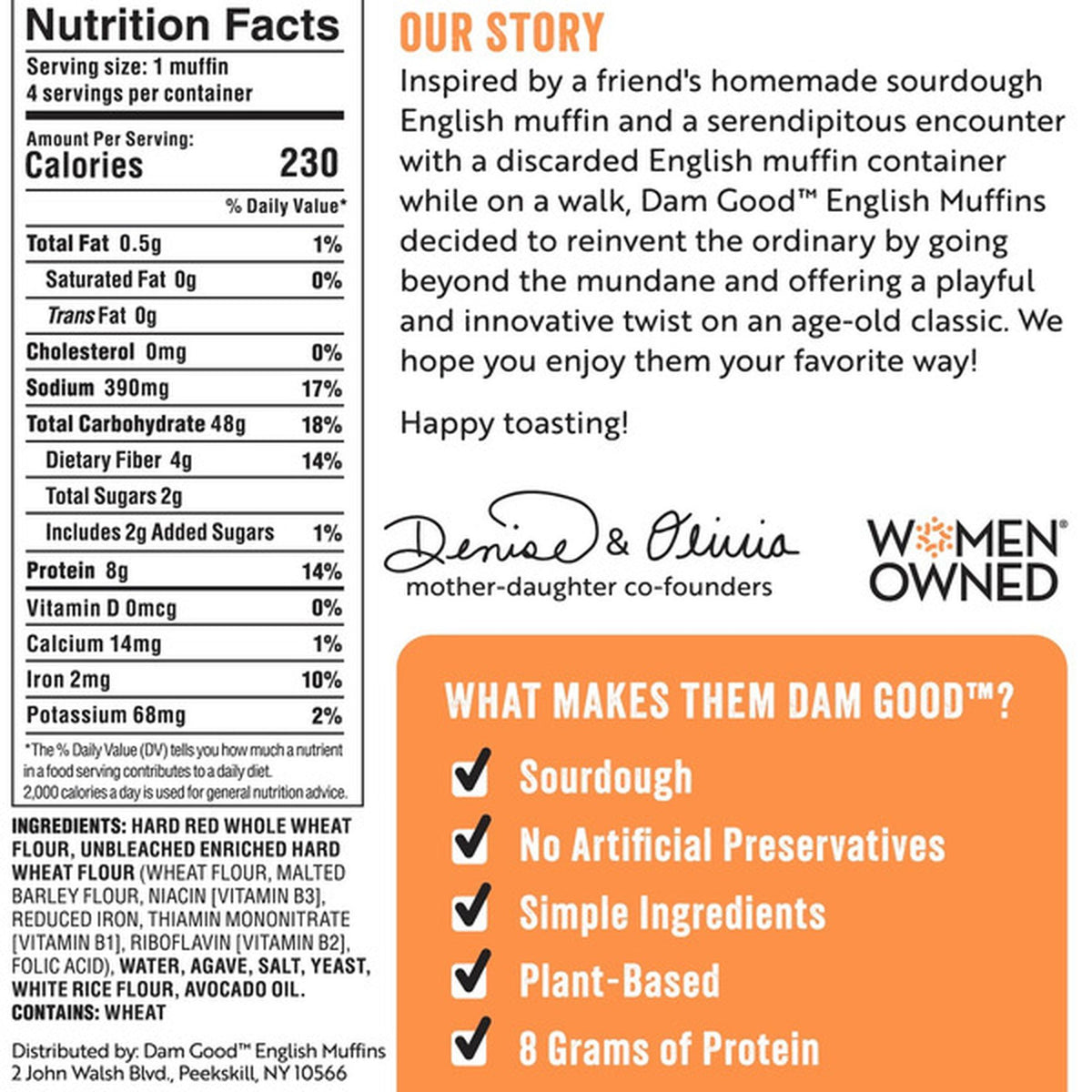 Dam Good™ Whole Wheat Sourdough English Muffins - Vegan • Non-GMO • Plant-Based