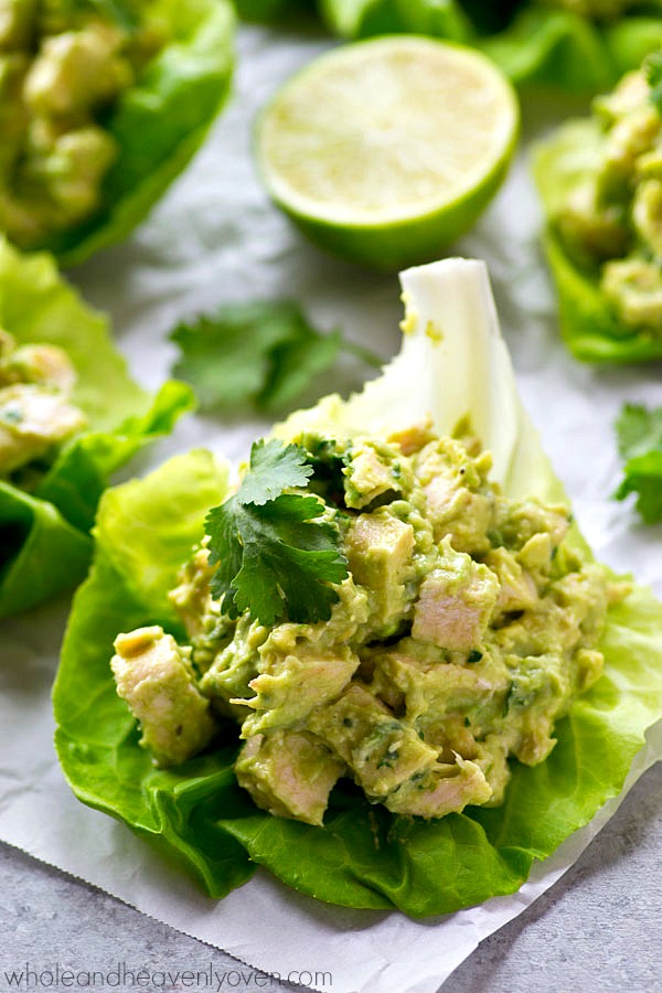Avocado Chicken Salad Lettuce Wraps