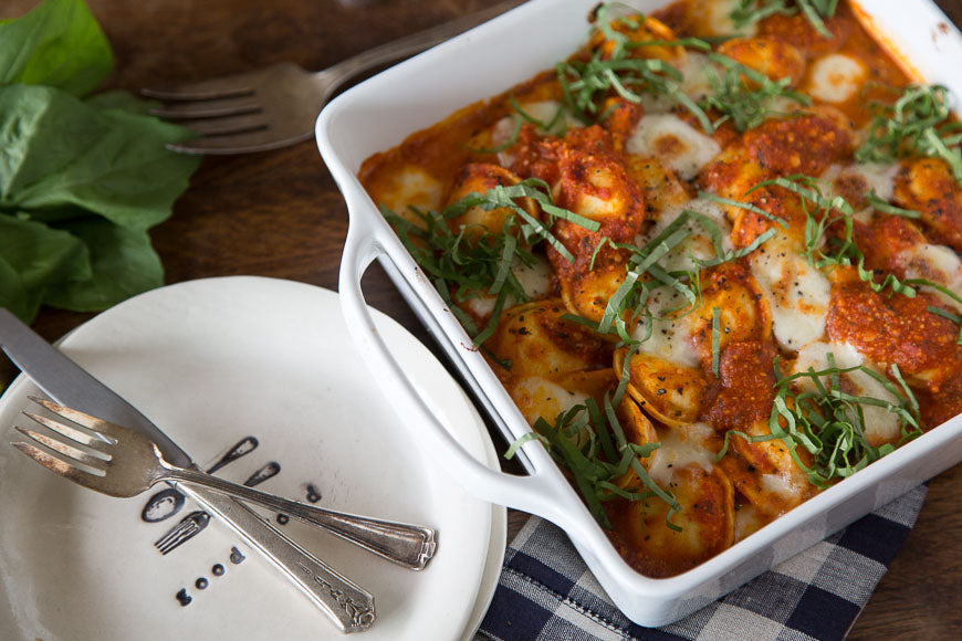 Baked Ravioli with Tomato Cream Sauce
