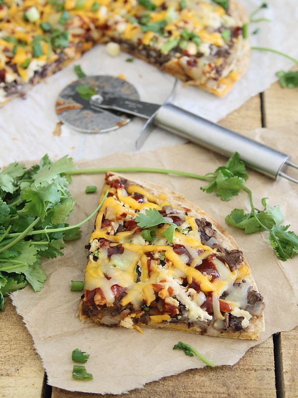 BBQ Black Bean Tortilla Pizza