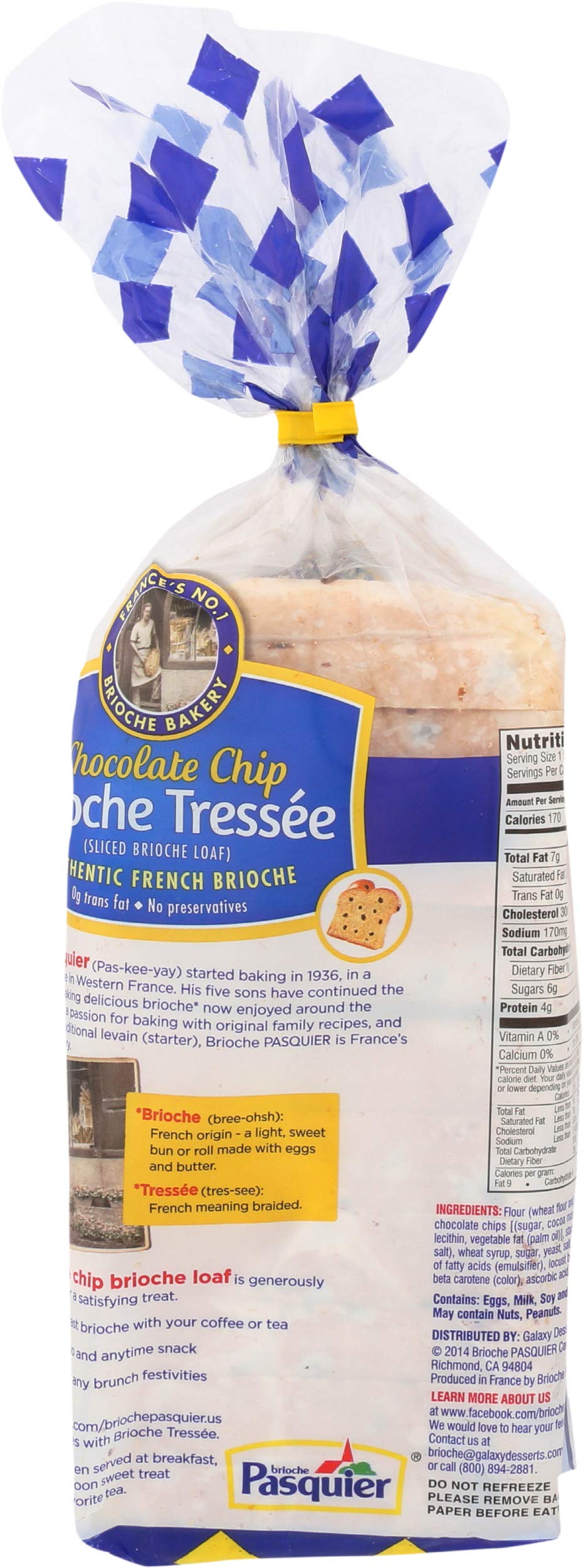 Brioche Pasquier Authentic French Sliced Chocolate Chip Brioche Tressee – 17.6 oz