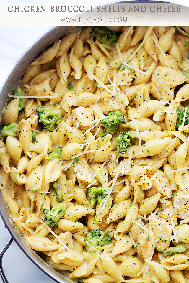 CHICKEN with BROCCOLI SHELLS AND CHEESE