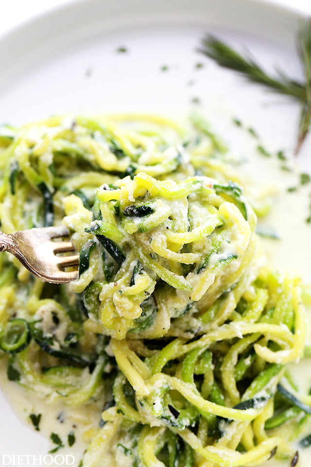 Healthy Zucchini Noodles with Creamy Avocado Pesto