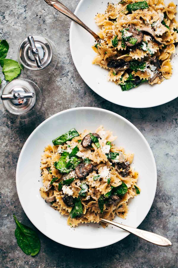 Mushroom Pasta with Goat Cheese
