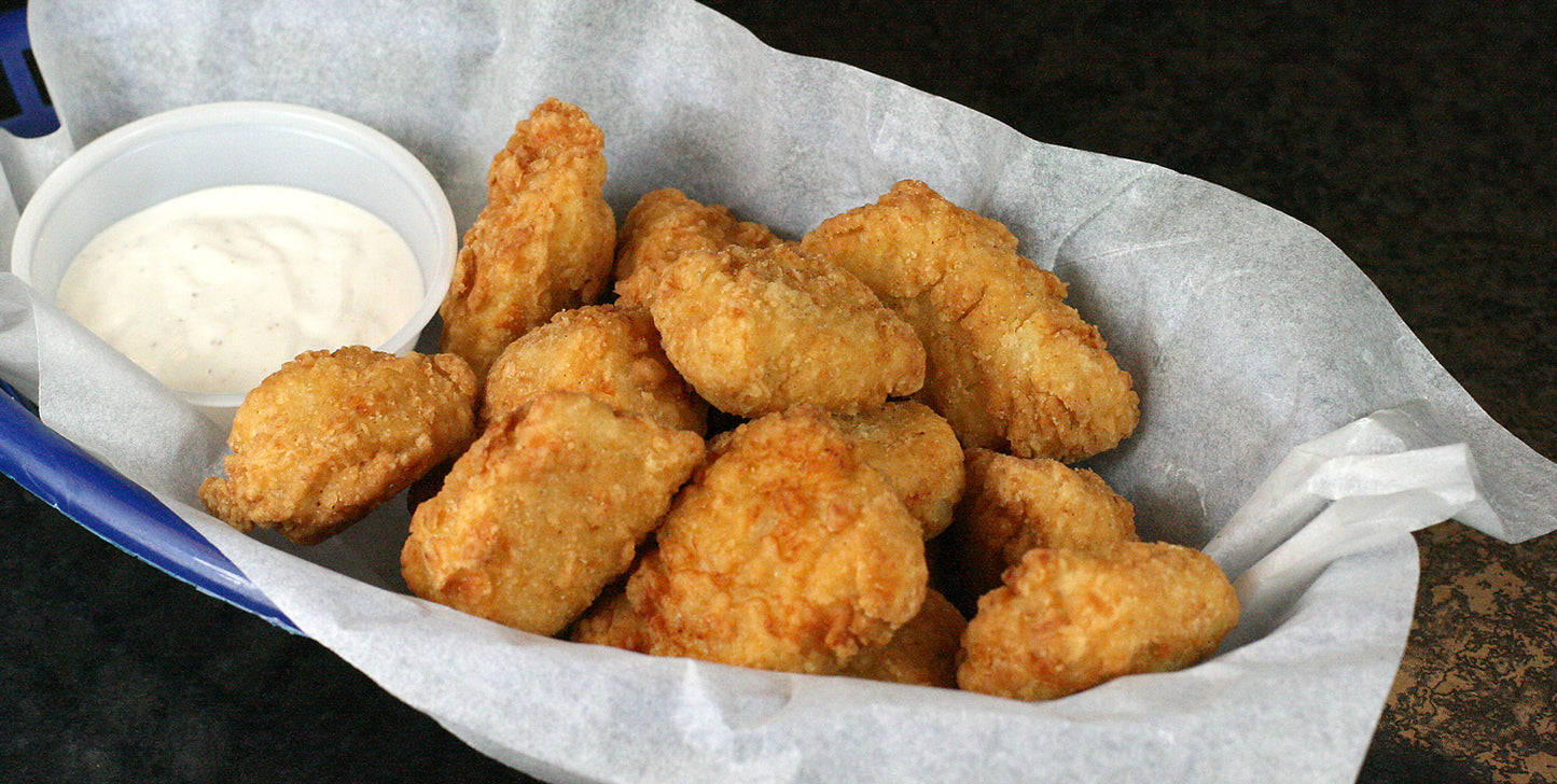 Fully Cooked Boneless Breaded Chicken Breast Wing Fritters - 5 lb - 2/Case