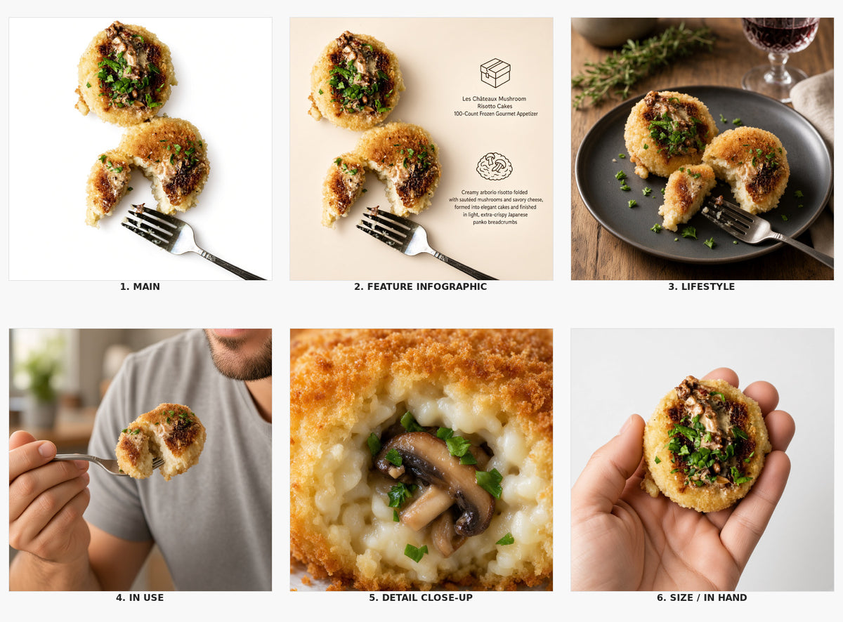 Les Châteaux Mushroom Risotto Cakes 100-Count Frozen Gourmet Appetizer