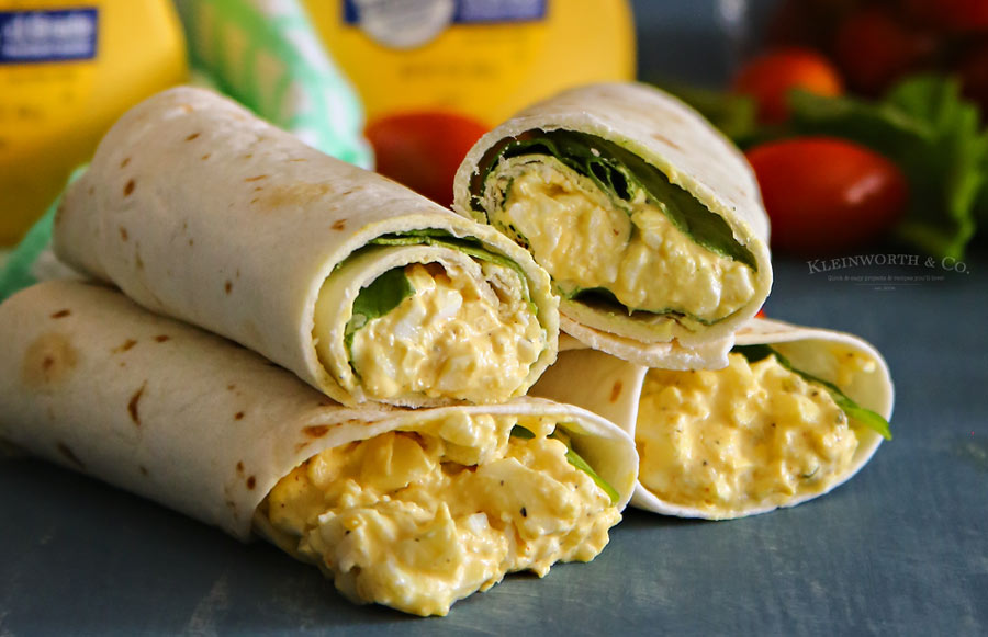 Egg Salad Spinach Wraps