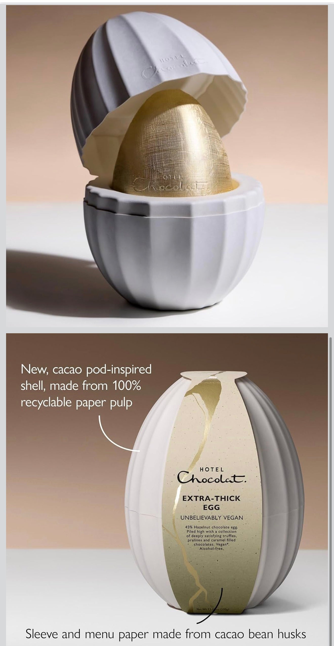Hotel Chocolat Chocolate Easter Egg, Easter 2026 - Dark Chocolate Easter Egg - Filled with our best loved truffles