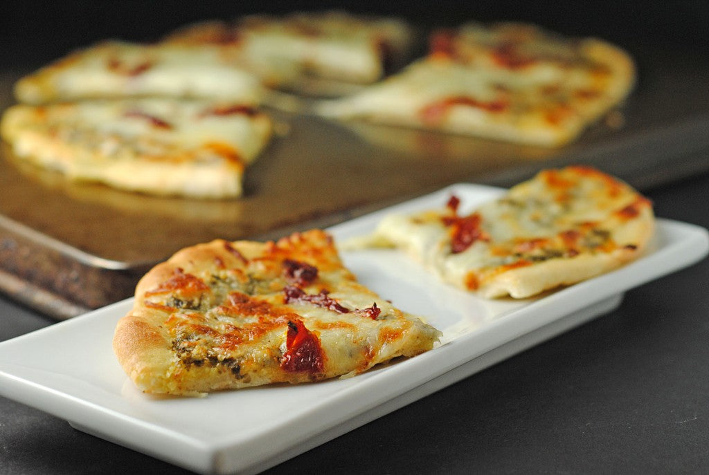 Grilled Pesto, Mozzarella, & Sundried Tomato Flatbread