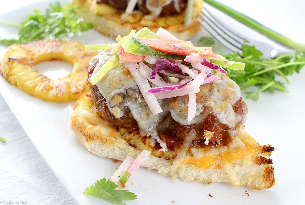 Hawaiian Meatball Sliders with a Jicama Slaw