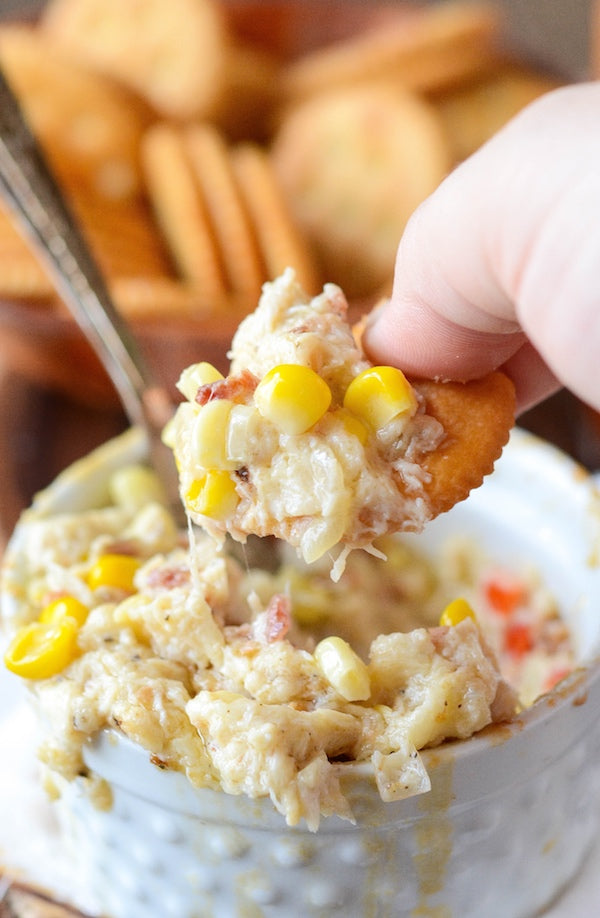HOT CRAB, CORN AND BACON DIP