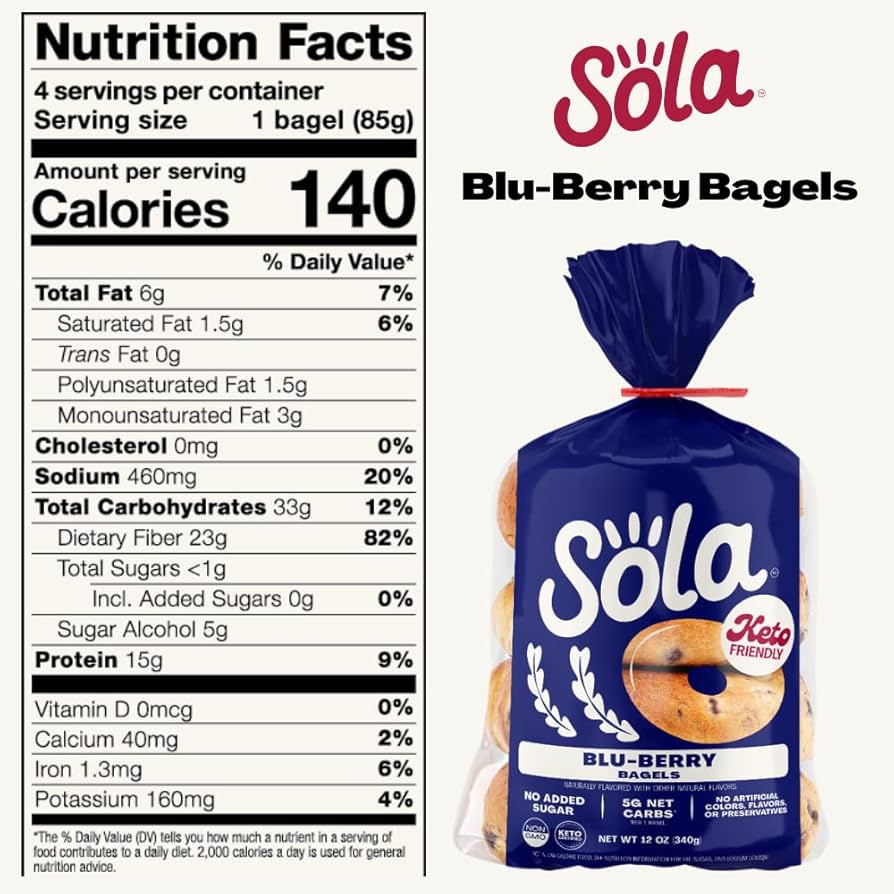 SOLA Low Carb Bagels – Blu-Berry (Blueberry)