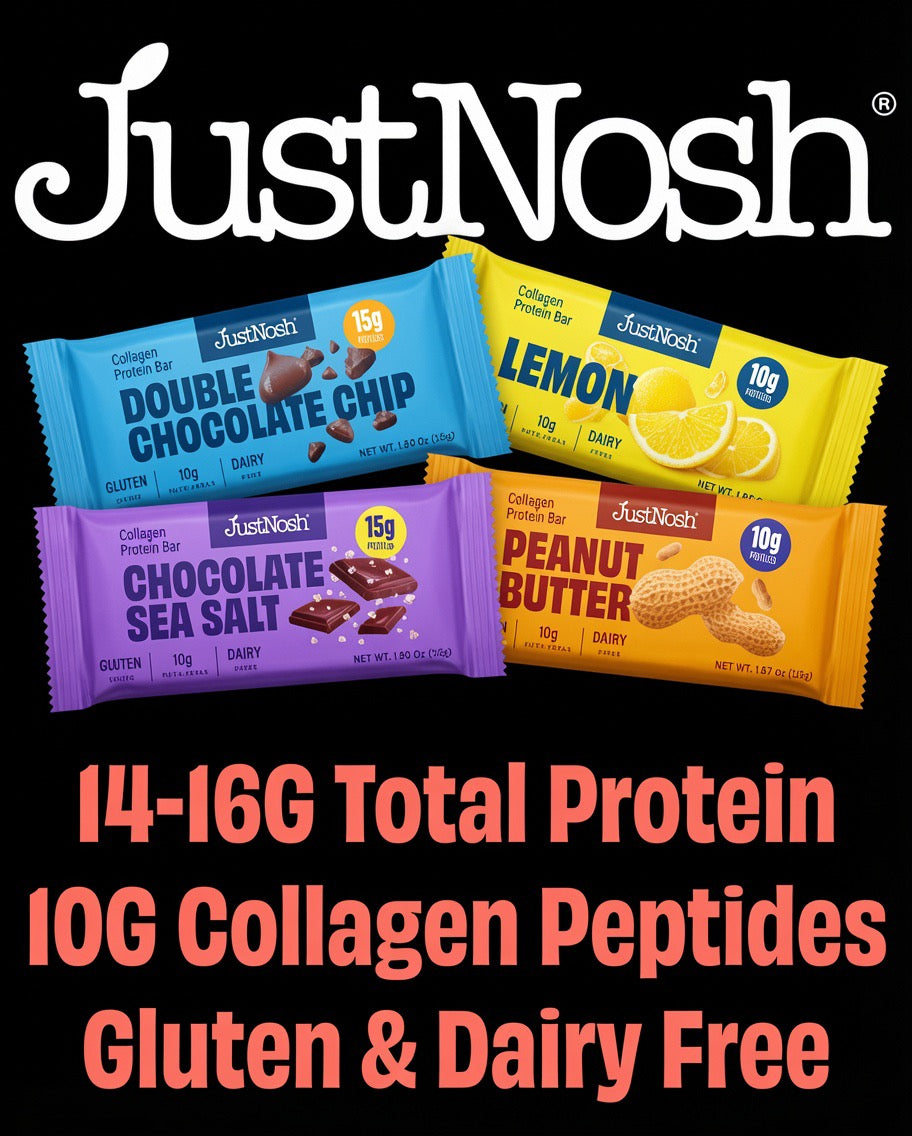 JustNosh Chocolate Sea Salt Collagen Protein Bars - 15g Protein • 10g Collagen • Gluten-Free • Dairy-Free • Low FODMAP • Seed Oil Free - 12-Pack