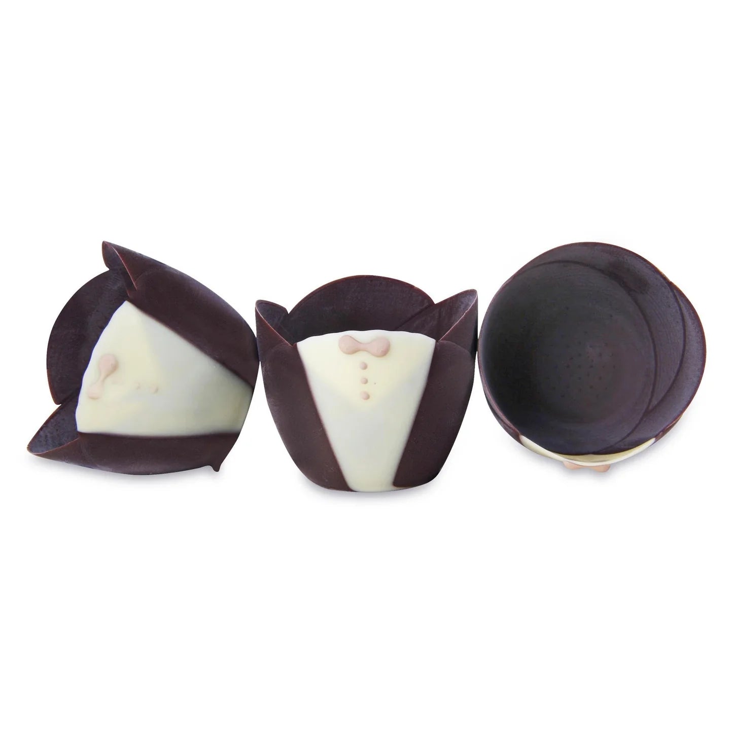 Mini Tuxedo Tulip Dark / White Chocolate Cups, includes 6