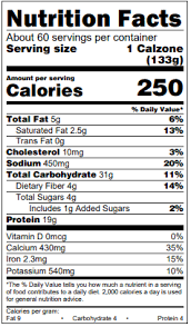 Whole Grain Three Cheese Calzone, 4.69 oz - 60/Case