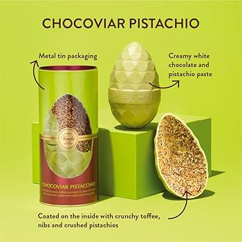 Venchi - Chocoviar Pistachio Chocolate Egg, White Chocolate and Pistachio Paste, No Surprise, Gluten Free, Venchi Easter Collection