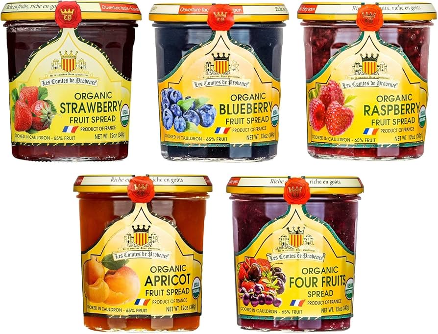 Organic Blueberry Jam Spread – Made in France Traditional Jam Non GMO, Gluten Free, 12 oz