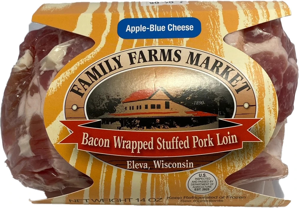 Bacon Wrapped Stuffed Pork Loin: Apple & Blue Cheese