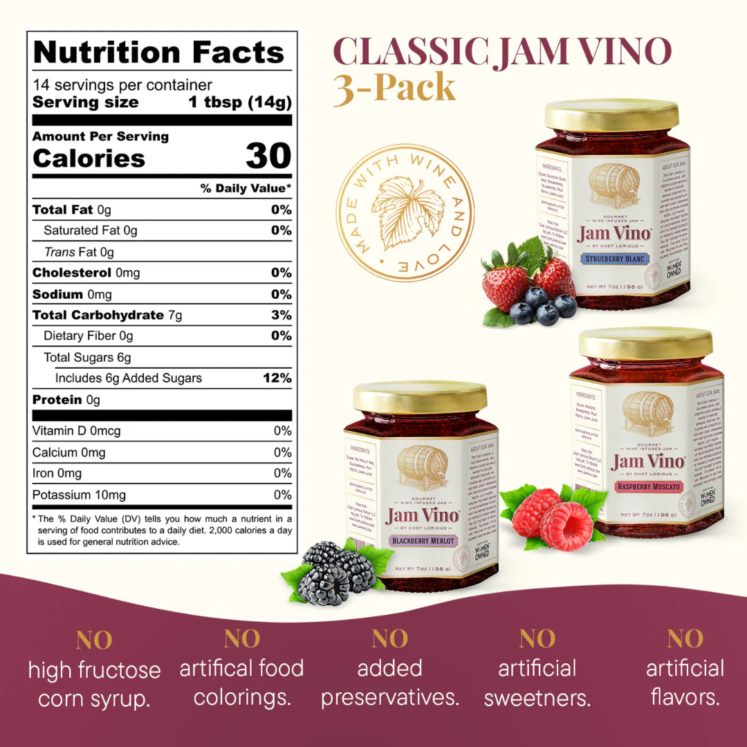 Jam Vino Gourmet Wine-Infused Jams Vino Deluxe Gift Set