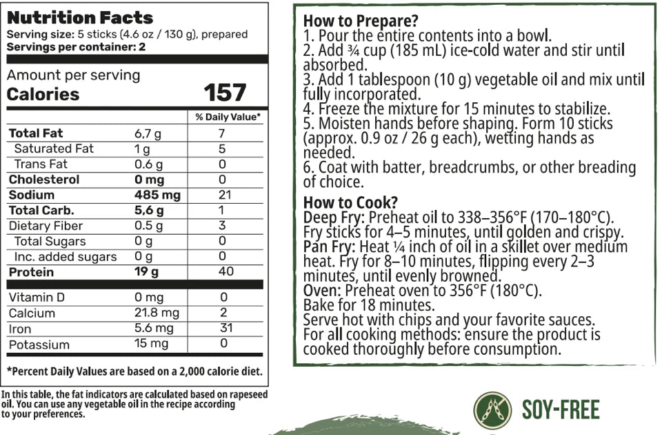 Fish Sticks Pea Protein Mix - Vegan, Gluten-Free & Soy-Free Fish Mix - Pack of 8