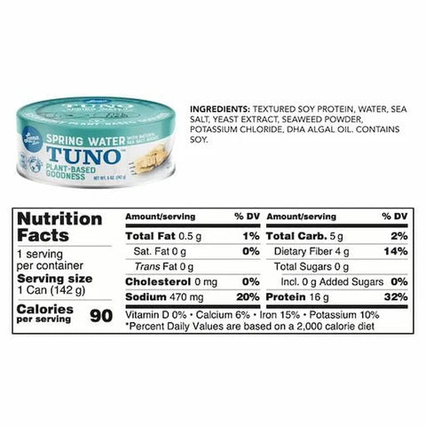 Loma Linda Tuno Tuna - Plant-Based Fish-Free Tuna in Spring Water, 5 oz - Pack of 3