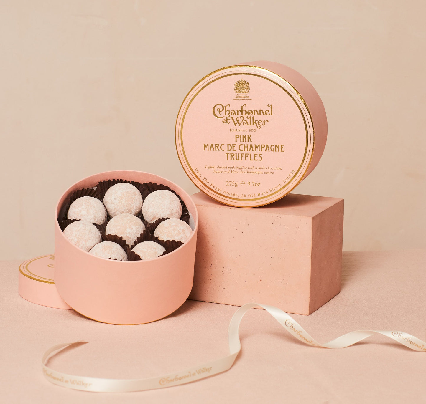 Charbonnel et Walker Milk Marc de Champagne Truffles, Elegant Hat Box (alcohol free), 4.5 oz