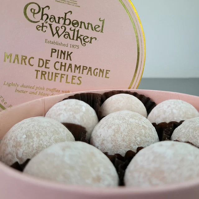 Charbonnel et Walker Milk Marc de Champagne Truffles, Elegant Hat Box (alcohol free), 4.5 oz