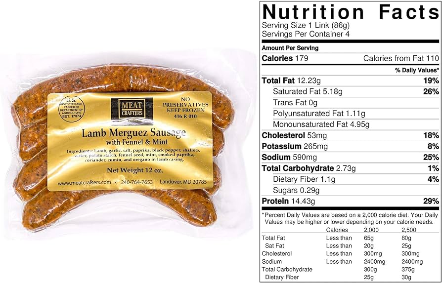 MeatCrafters Lamb Sausage Variety Pack, The Flock Bundle, No Antibiotics, Preservative Free - Pack of 4
