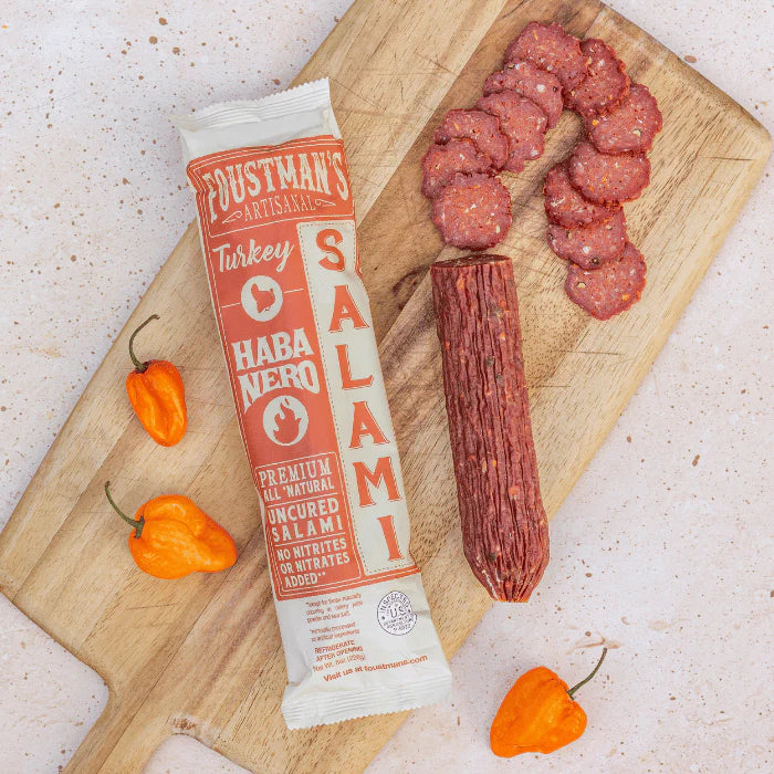 Foustman's Salami Pork 5 Alarm Habanero Artisanal, Nitrate-Free, Naturally Cured, Gluten-Free, Dairy-Free, No Pork - 8 oz Sticks - Pack of 6