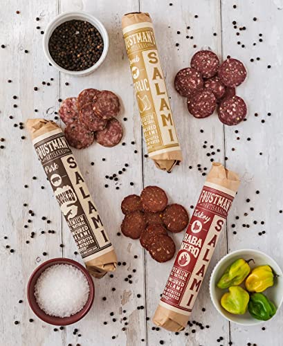 Foustman's Salami Turkey Habanero Artisanal, Nitrate-Free, Naturally Cured, Gluten-Free, Dairy-Free, No Pork - 8 oz Sticks - Pack of 6